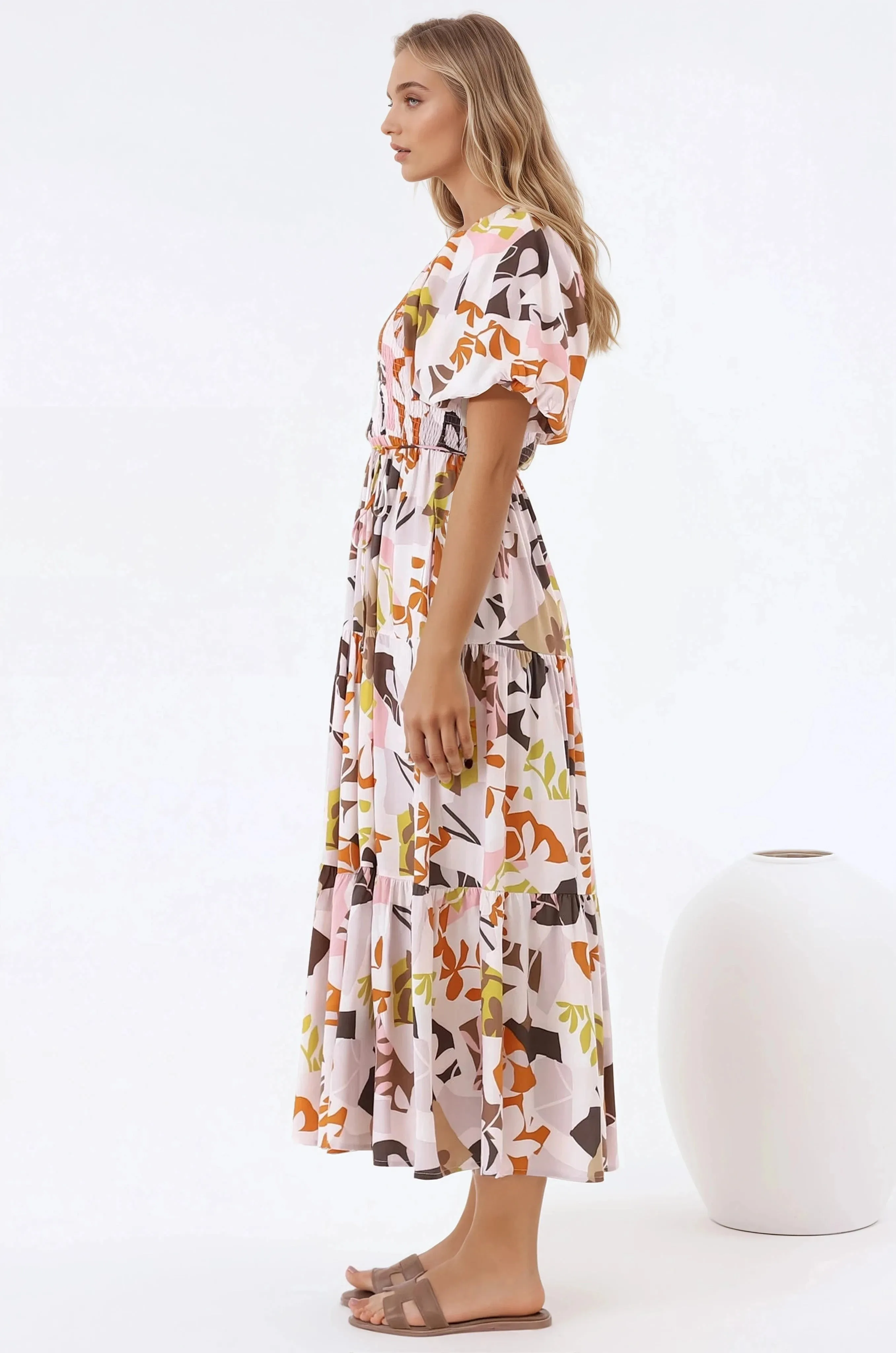 Lolitta Midi Dress - On or Off Shoulder Elasticated Bodice Dress in Irisa Print sold by Salty Crush product image thumbnail 4