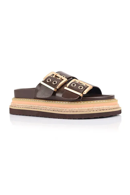Thatcher Platform Slides - Chocolate Brown sold by Salty Crush