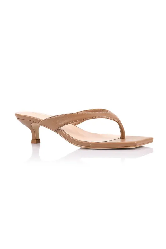 Martha Kitten Heels - Dark Caramel Tan sold by Salty Crush