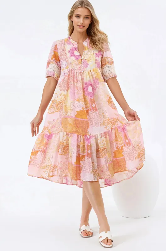 Justine Midi Dress - Bermuda Collar Pull Over Dress with Rara Print sold by Salty Crush
