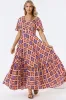 Libby Maxi Dress - Flutter Cap Sleeve Button Waist Detailed A Line Dress in Jaida Print sold by Salty Crush