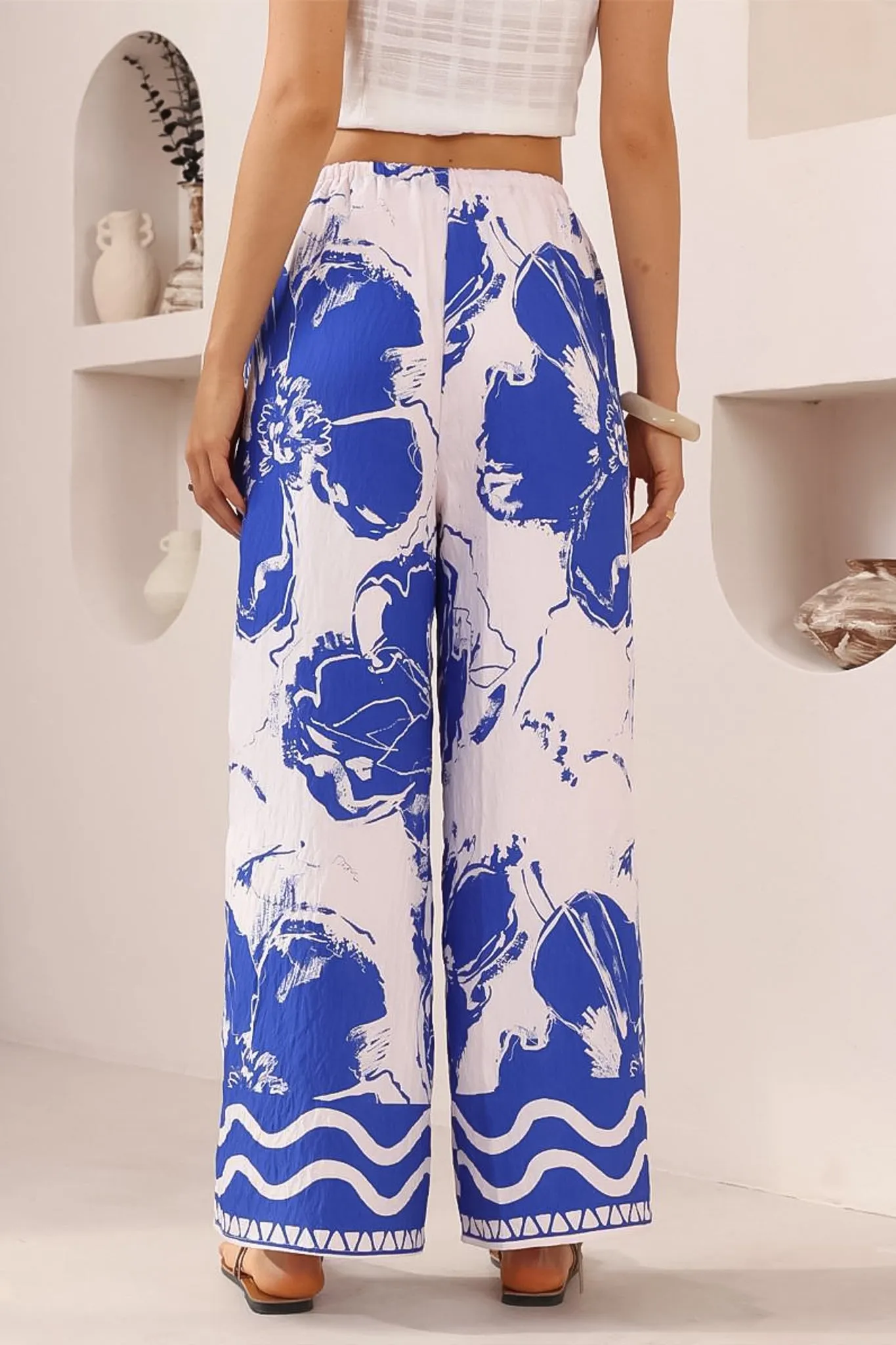 Adelaide Pants - Drawstring High Waisted Wide Leg Pant in Katiya Print sold by Salty Crush product image thumbnail 4