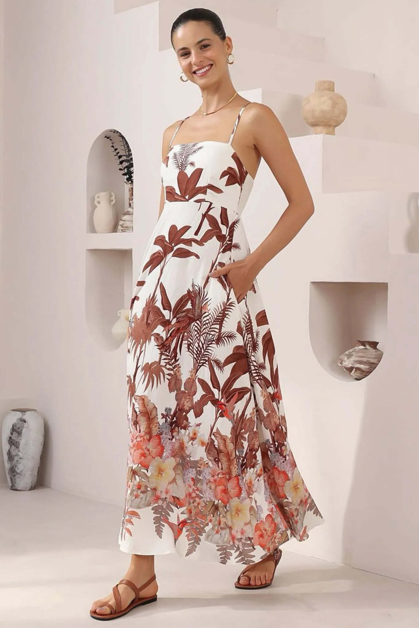 Bonita Maxi Dress: Spaghetti Strap Sun Dress in Azriel Print sold by Salty Crush product image thumbnail 3