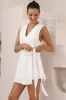Junia Playsuit - V-Neck Sleeveless Skort Playsuit in White sold by Salty Crush