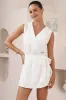 Junia Playsuit - V-Neck Sleeveless Skort Playsuit in White sold by Salty Crush