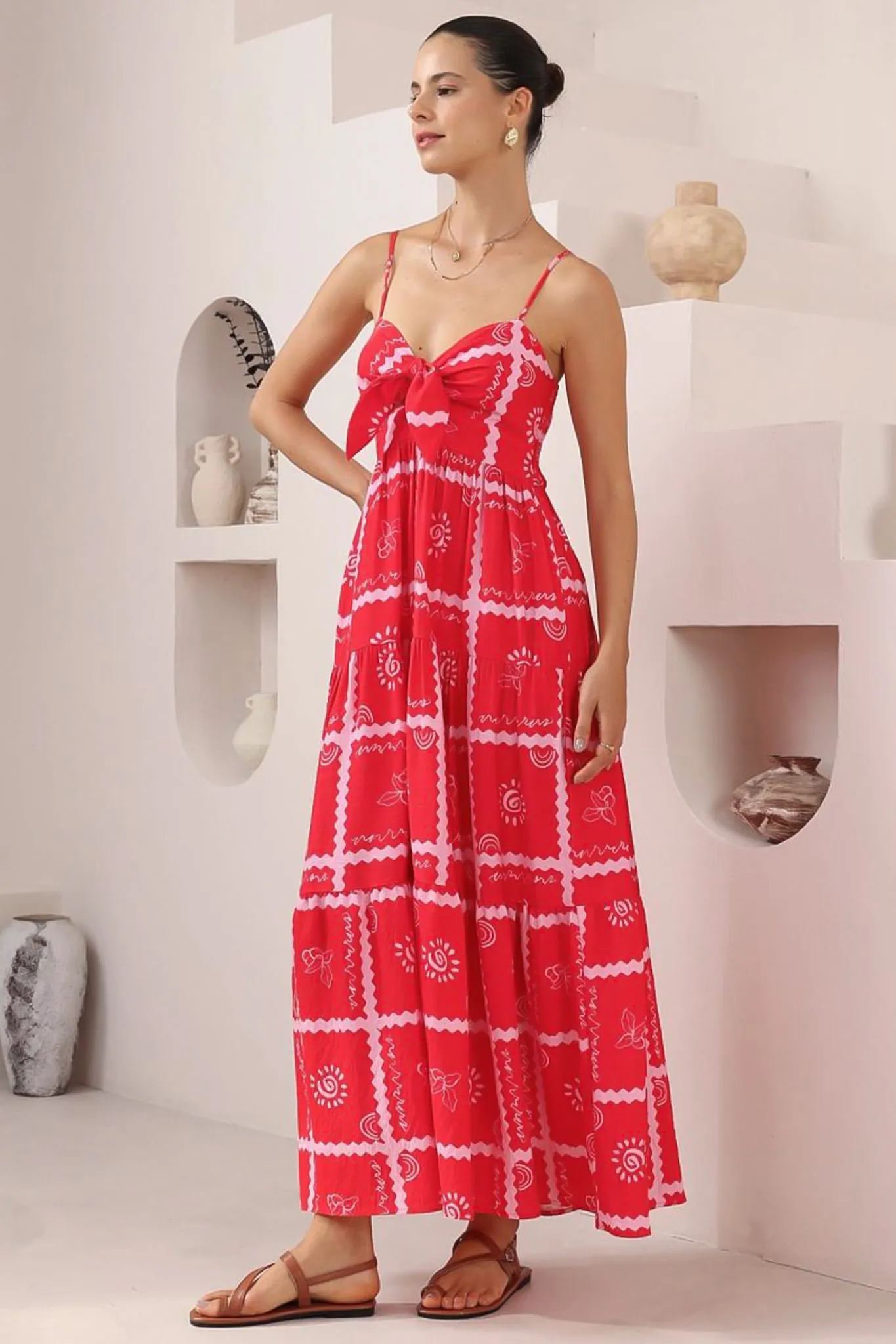 Carlee Maxi Dress - Sun Dress with Bow Detail at the Bust in Cambria Print sold by Salty Crush product image thumbnail 4