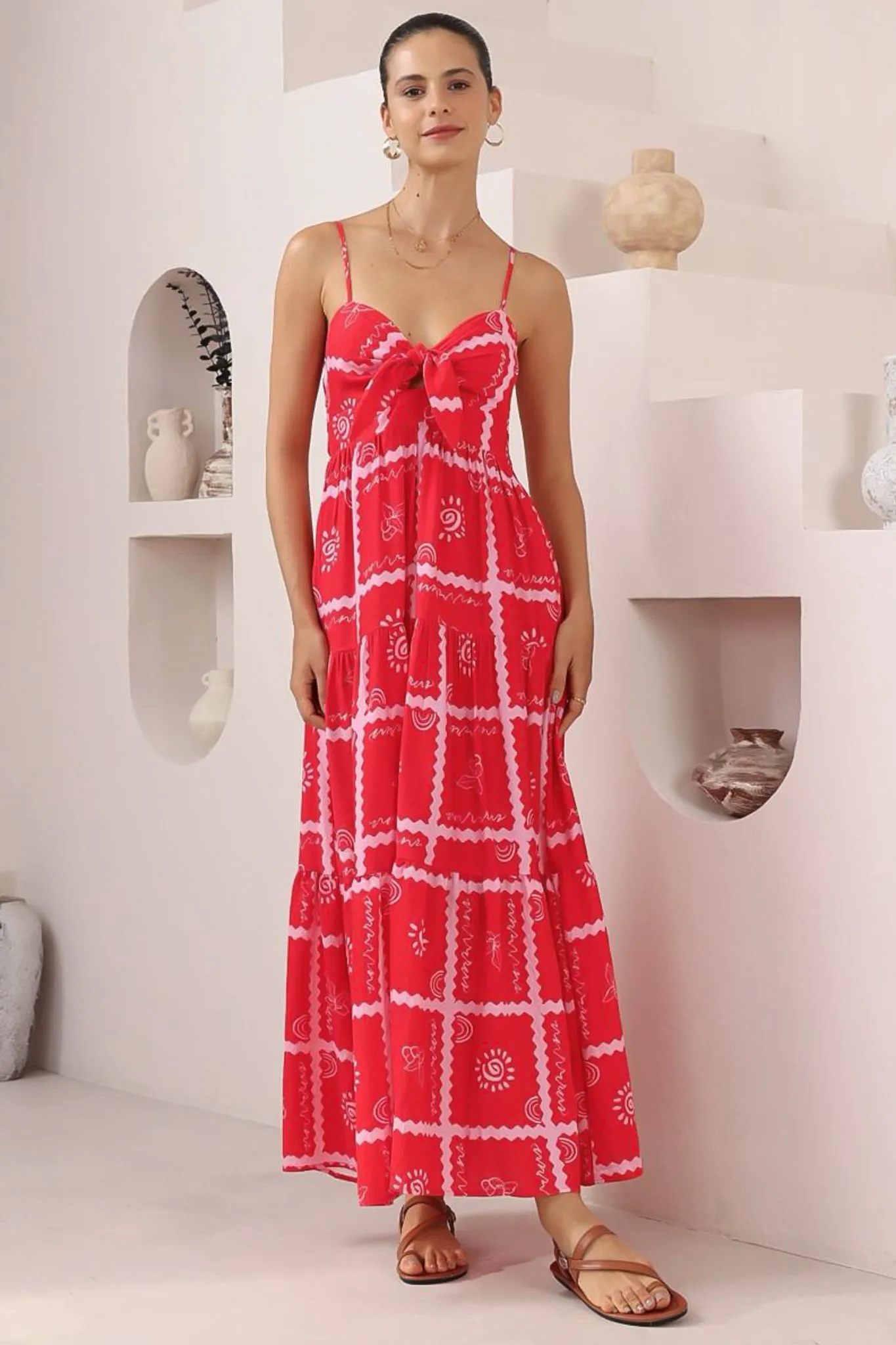 Carlee Maxi Dress - Sun Dress with Bow Detail at the Bust in Cambria Print sold by Salty Crush product image thumbnail 2
