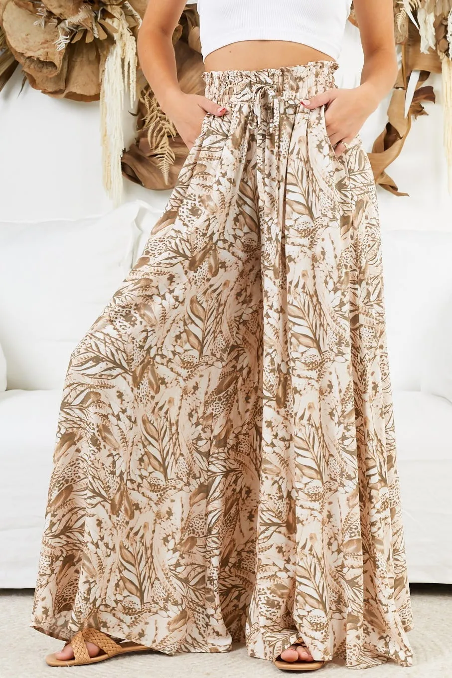 Charli Pants - Paper Bag High Waisted Wide Leg Pants in Akira Print sold by Salty Crush