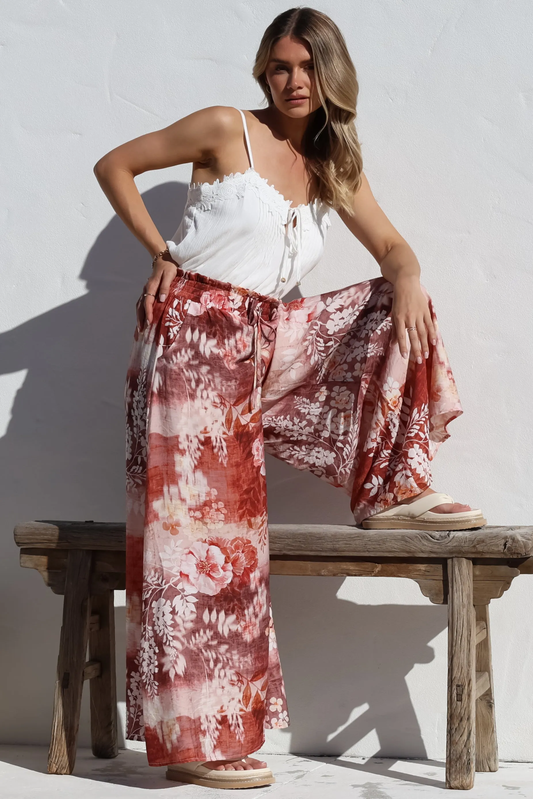 Charli Pants - Paper Bag High Waisted Wide Leg Pants in Ashara Print sold by Salty Crush product image thumbnail 5