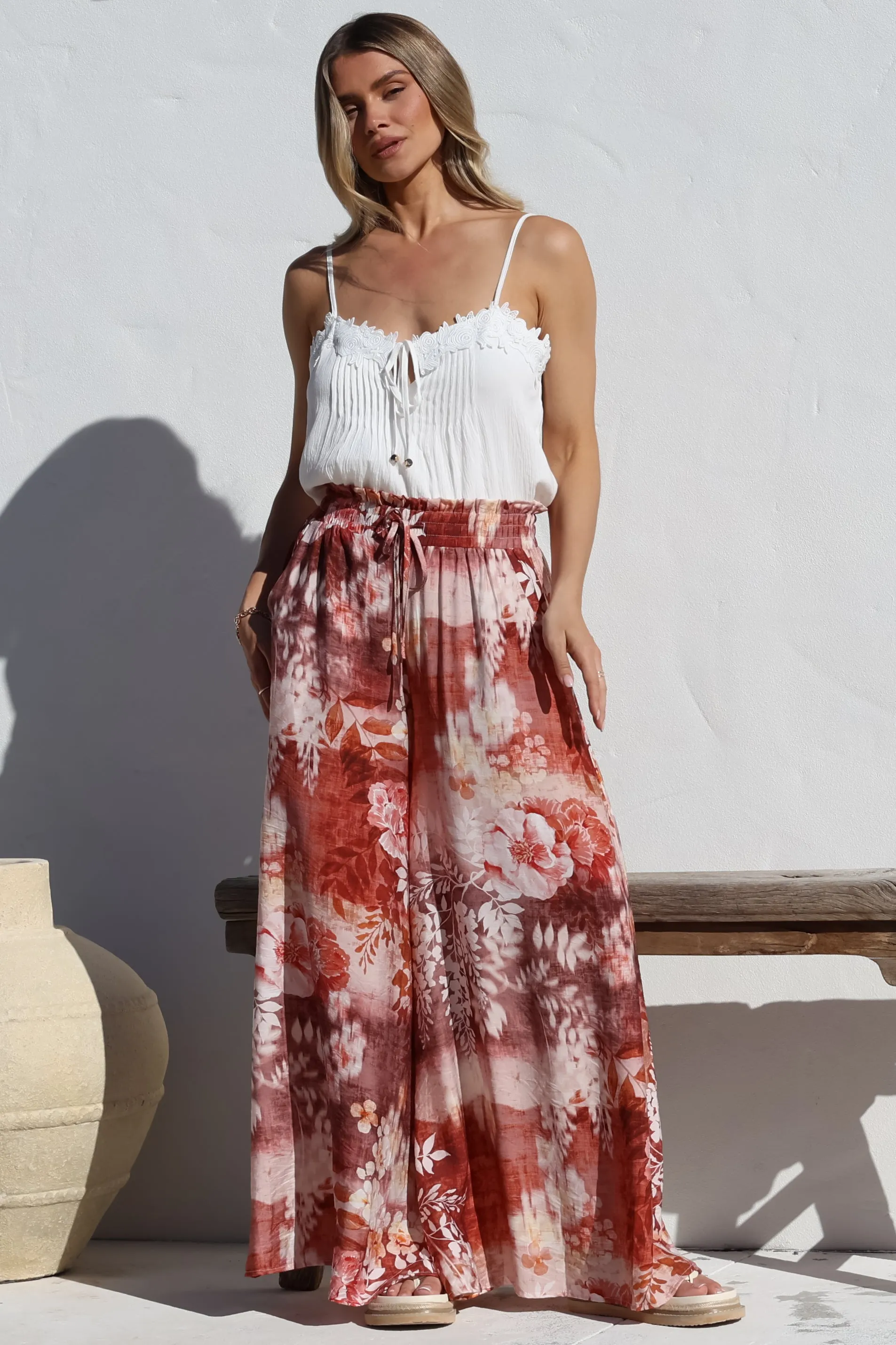 Charli Pants - Paper Bag High Waisted Wide Leg Pants in Ashara Print sold by Salty Crush product image thumbnail 2