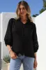 Alyce Shirt - Mandarin Collar Cut Out Detailed Sleeve Button Down in Black sold by Salty Crush