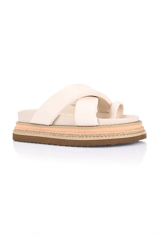Thelma Flatform Slides - Bone White sold by Salty Crush