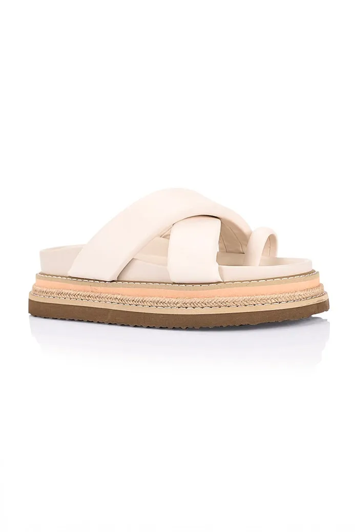 Thelma Flatform Slides - Bone White sold by Salty Crush