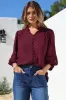 Alyce Shirt - Mandarin Collar Cut Out Detailed Sleeve Button Down in Burgundy sold by Salty Crush
