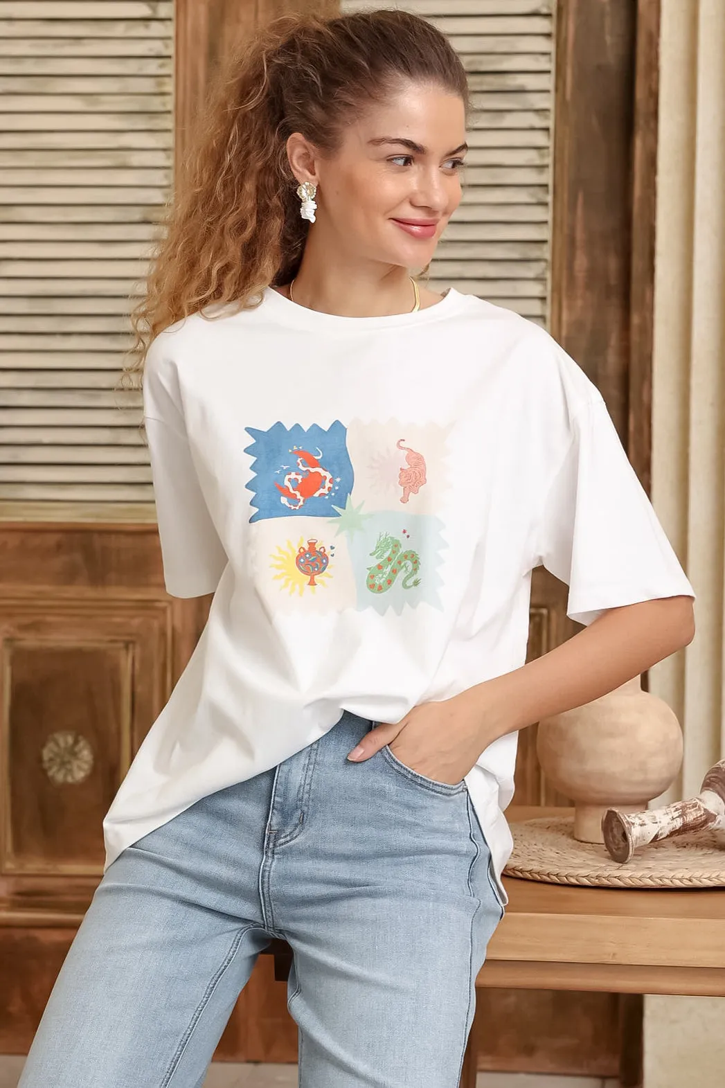 Arion T-Shirt - Crew Neck Relaxed Fit Graphic Tee in Sylas Print sold by Salty Crush