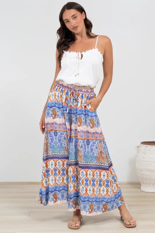 Mezza Pants - Paper Bag High Waisted Wide Leg Pants in Belly Print sold by Salty Crush