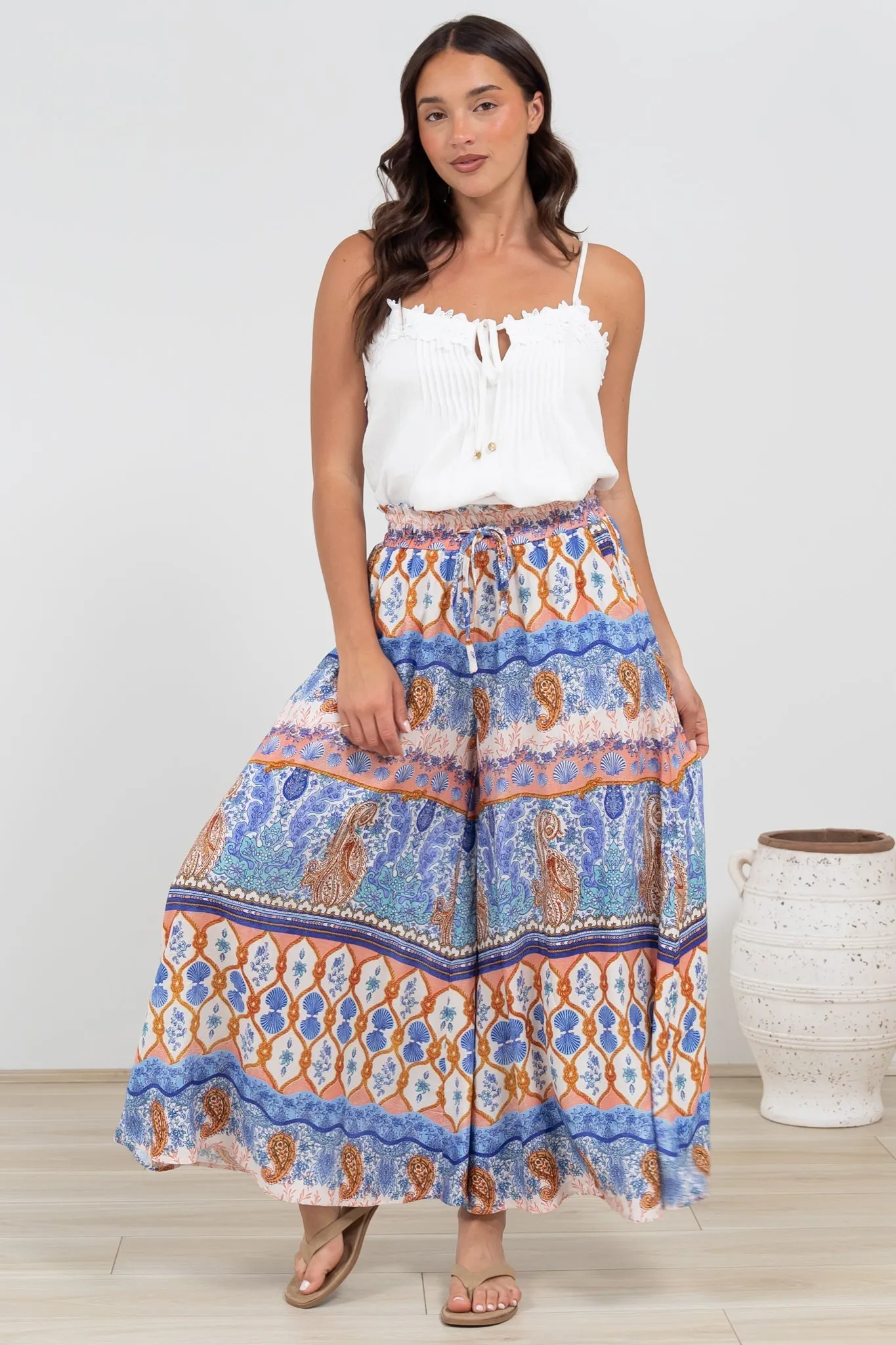 Mezza Pants - Paper Bag High Waisted Wide Leg Pants in Belly Print sold by Salty Crush product image thumbnail 2