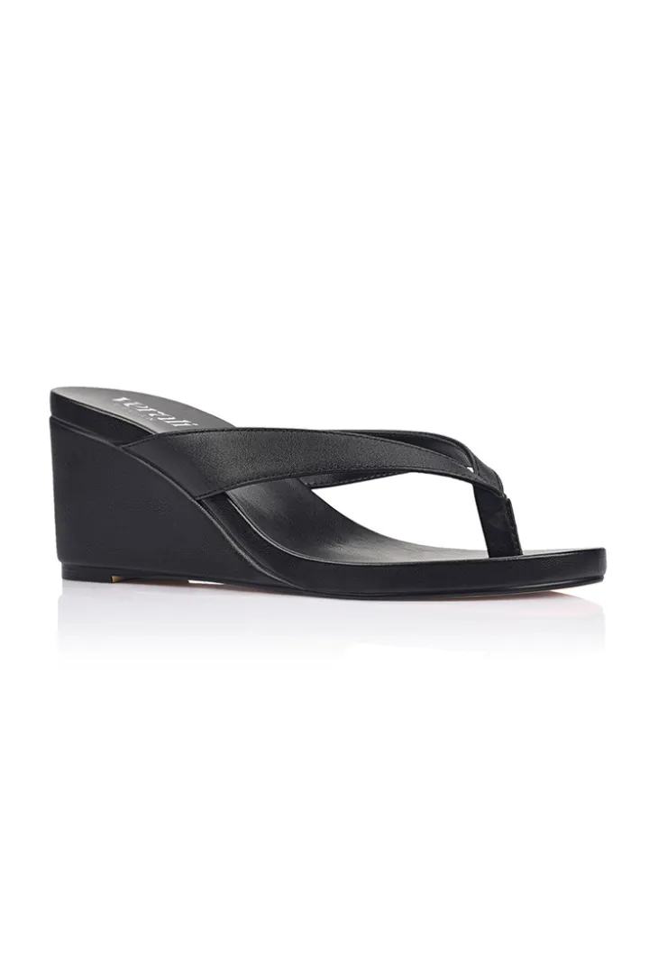 Polly Thong Wedges - Black sold by Salty Crush