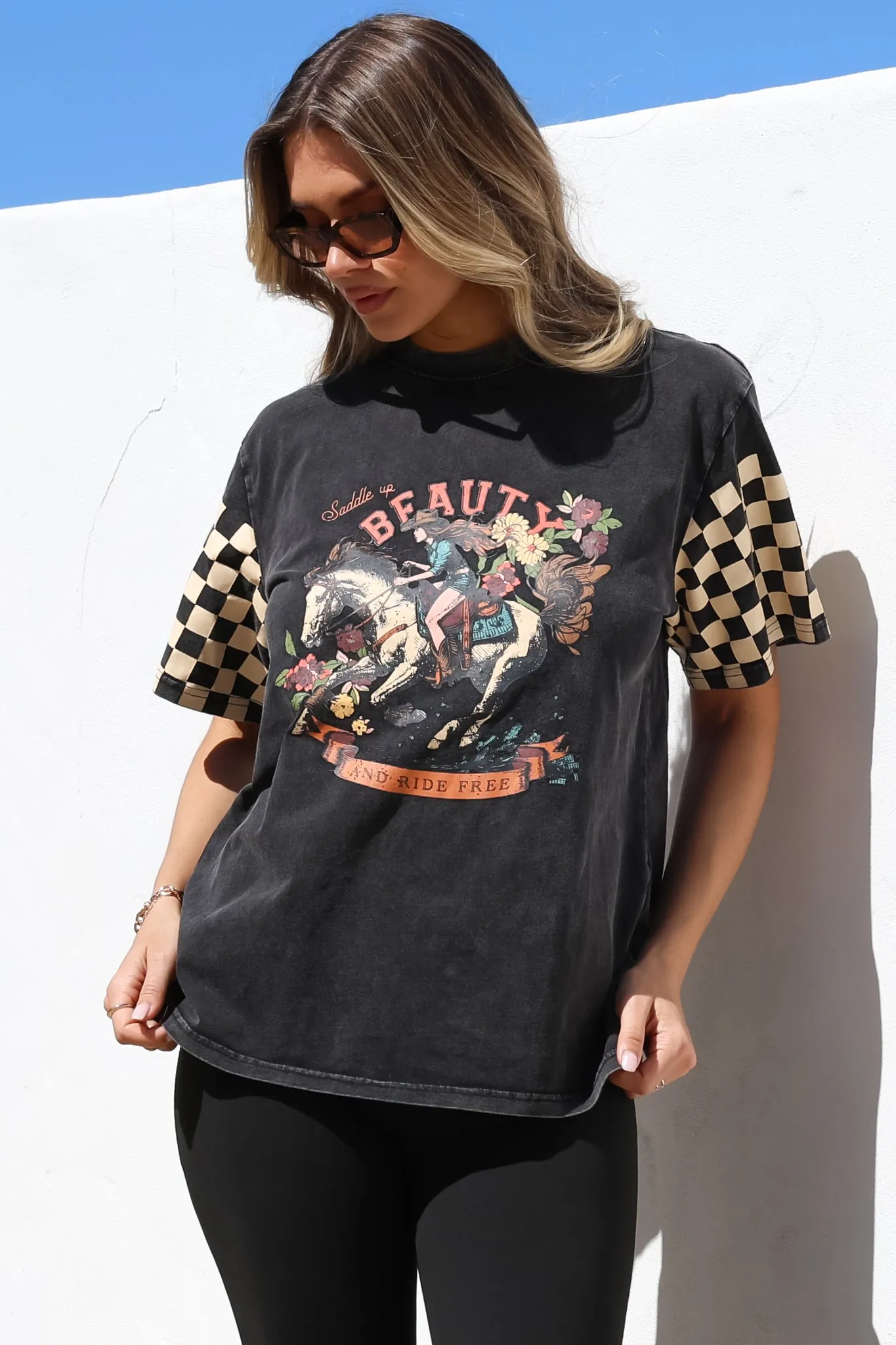 Racer T-Shirt - Crew Neck Graphic Tee in Vintage Wash Black sold by Salty Crush product image thumbnail 4