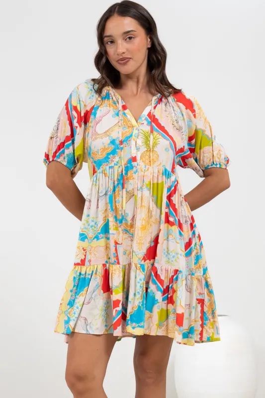 Lia Mini Dress - Balloon Sleeve Smock Dress in Ecoya Print sold by Salty Crush