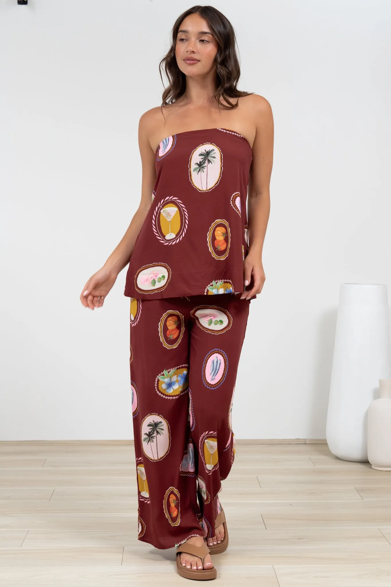 Adelaide Pants - Drawstring High Waisted Wide Leg Pant in Tamrin Print sold by Salty Crush product image thumbnail 4