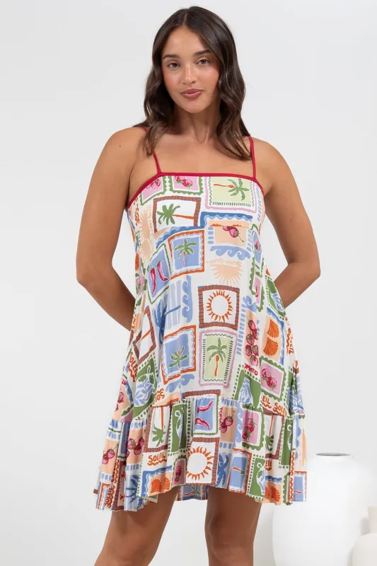 Essie Mini Dress - Sun Dress With Shirred Back In Elly Print sold by Salty Crush