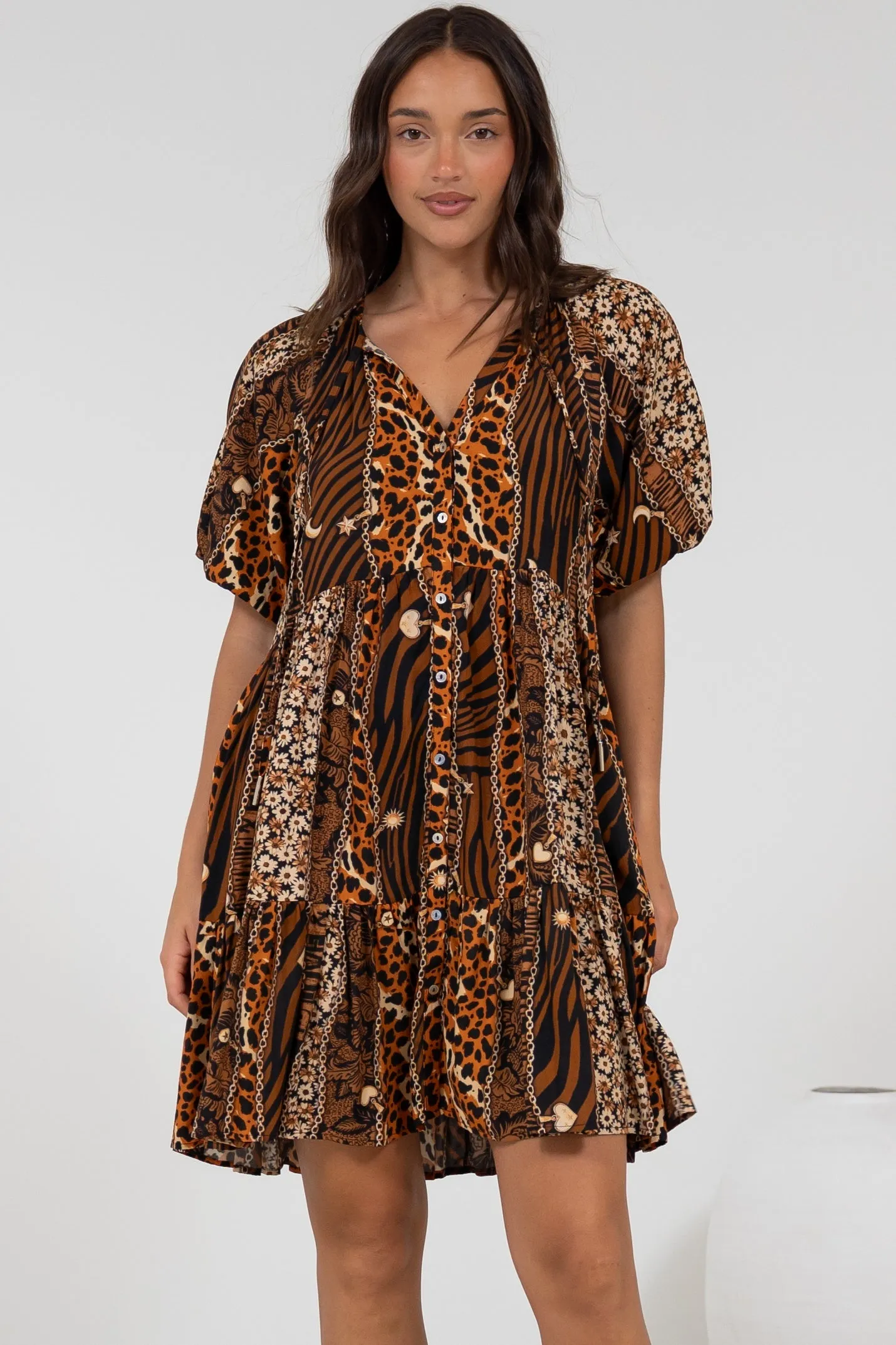 Lia Mini Dress - Balloon Sleeve Smock Dress in Riley Print sold by Salty Crush product image thumbnail 3