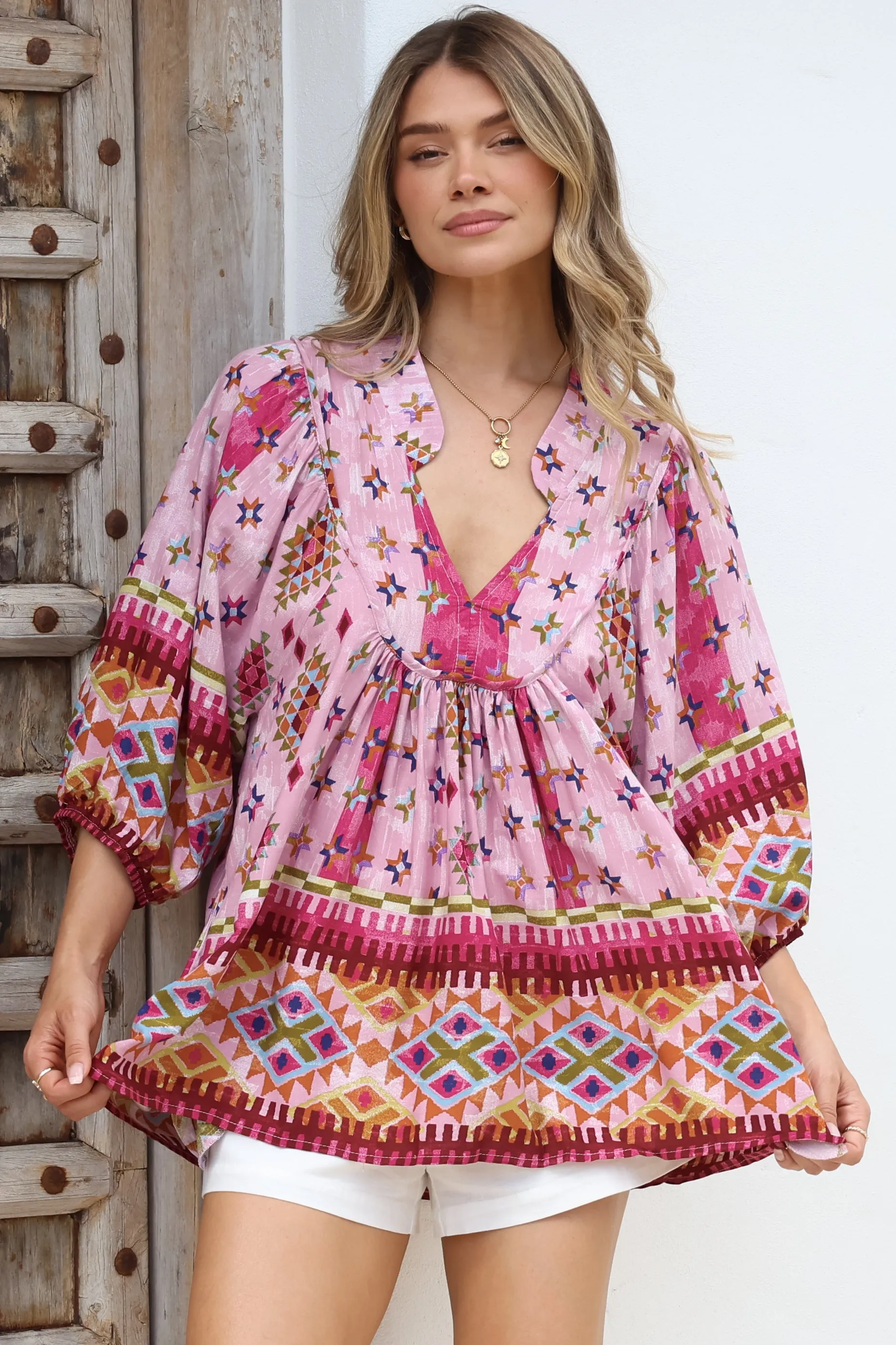JAASE - Boheme Blouse: Thick Collar Smock Blouse in Lost Tribe Print sold by Salty Crush product image thumbnail 5