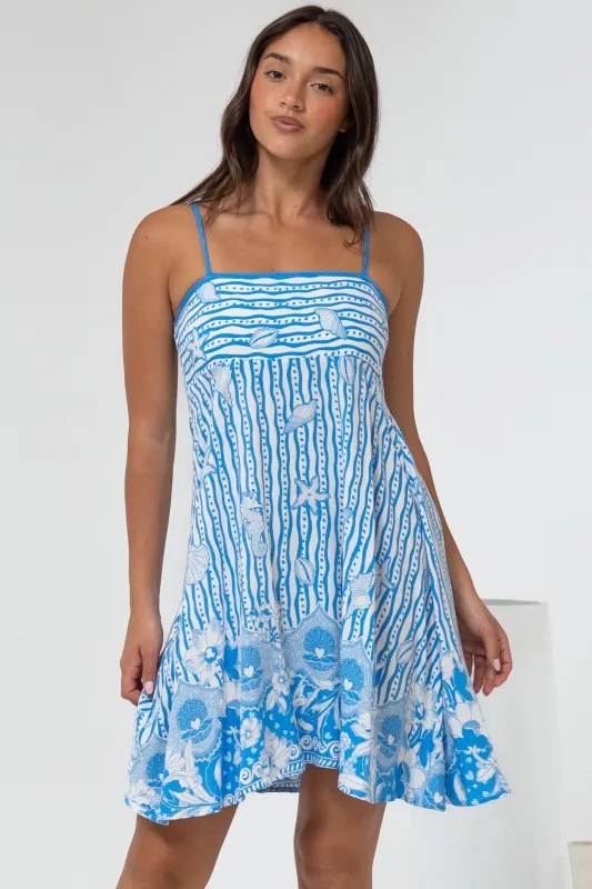 Essie Mini Dress - Sun Dress With Shirred Back In Ailsa Print sold by Salty Crush