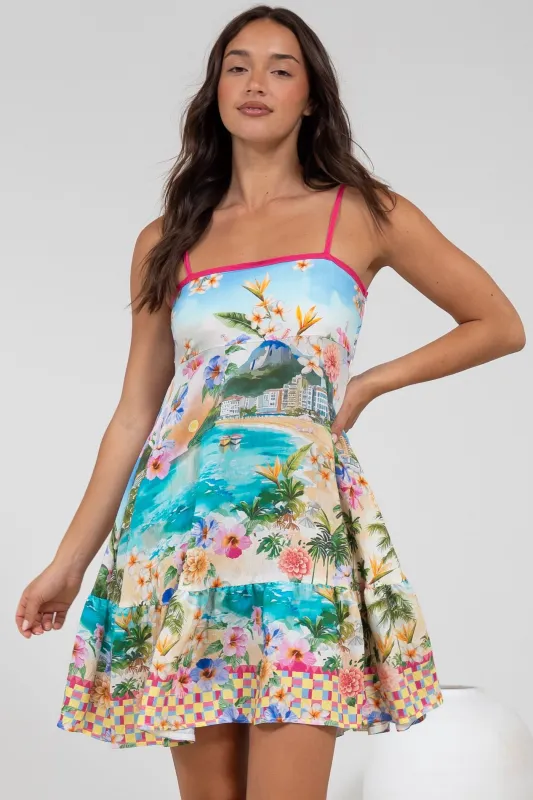 Essie Mini Dress - Sun Dress With Shirred Back In Della Print sold by Salty Crush