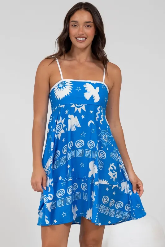 Essie Mini Dress - Sun Dress With Shirred Back In Aurie Print sold by Salty Crush