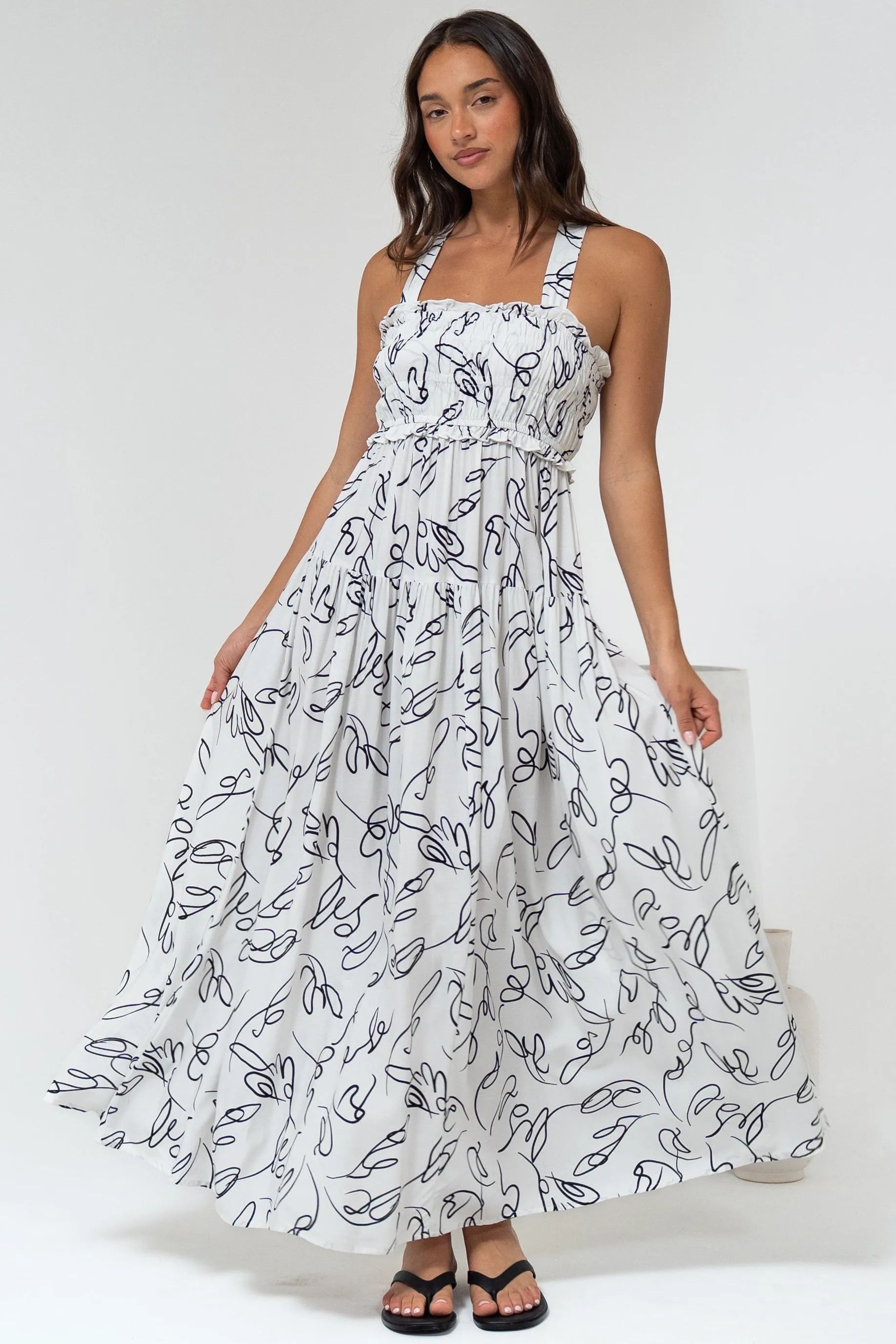 Laurita Maxi Dress - Adjustable Strap Elasticated Bodice Sun Dress in Samson Print sold by Salty Crush product image thumbnail 2