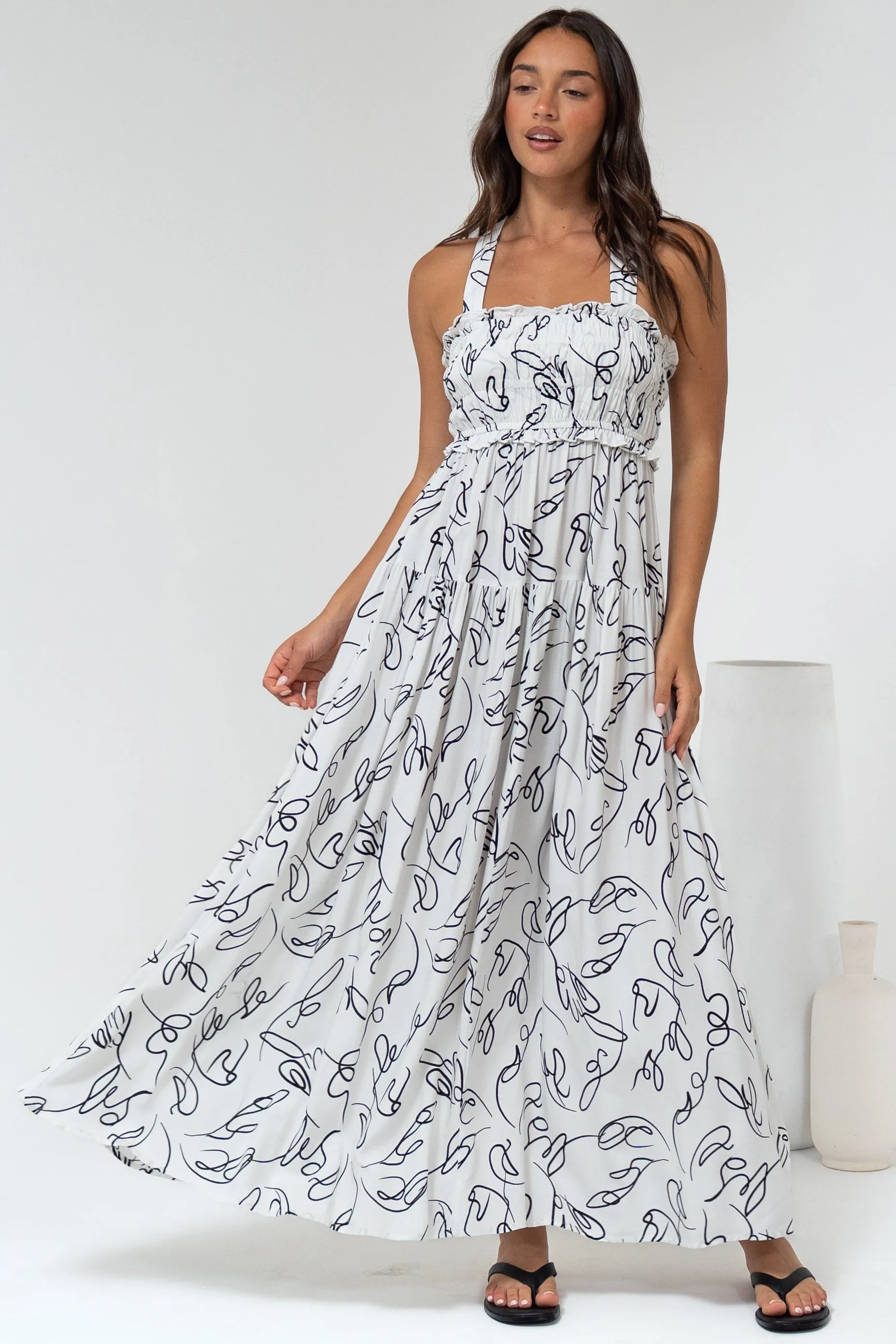 Laurita Maxi Dress - Adjustable Strap Elasticated Bodice Sun Dress in Samson Print sold by Salty Crush product image thumbnail 3