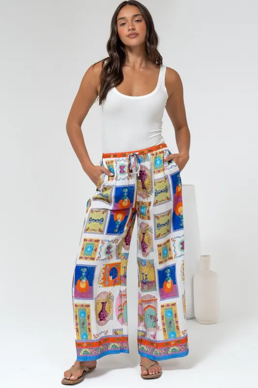Keo Pants - High Waisted Wide Leg Pants in Marta Print sold by Salty Crush