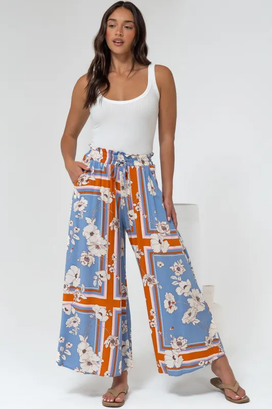 Mezza Pants - Paper Bag High Waisted Wide Leg Pants in Trinity Print sold by Salty Crush
