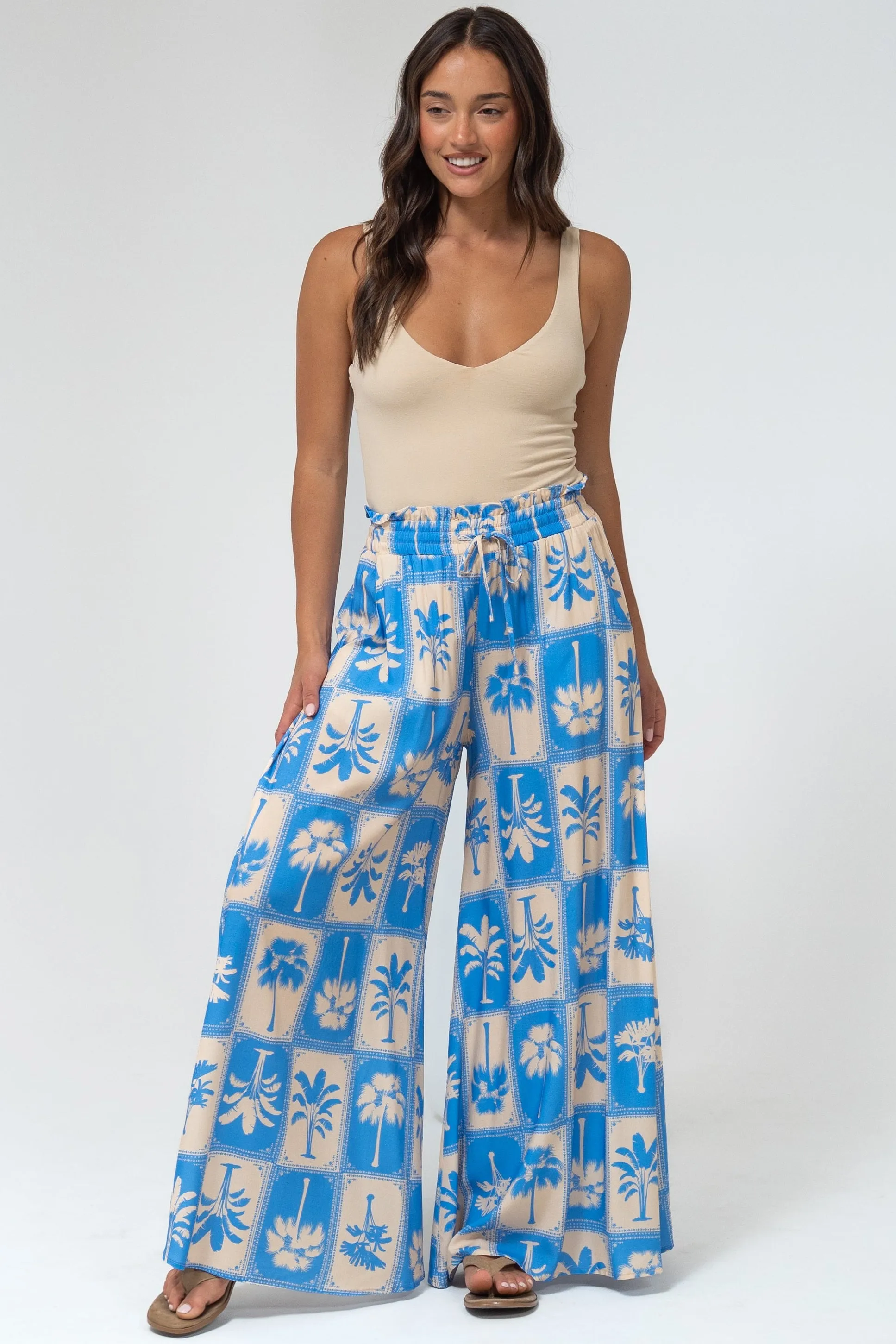 Charli Pants - Paper Bag High Waisted Wide Leg Pants in Maxima Print sold by Salty Crush product image thumbnail 4