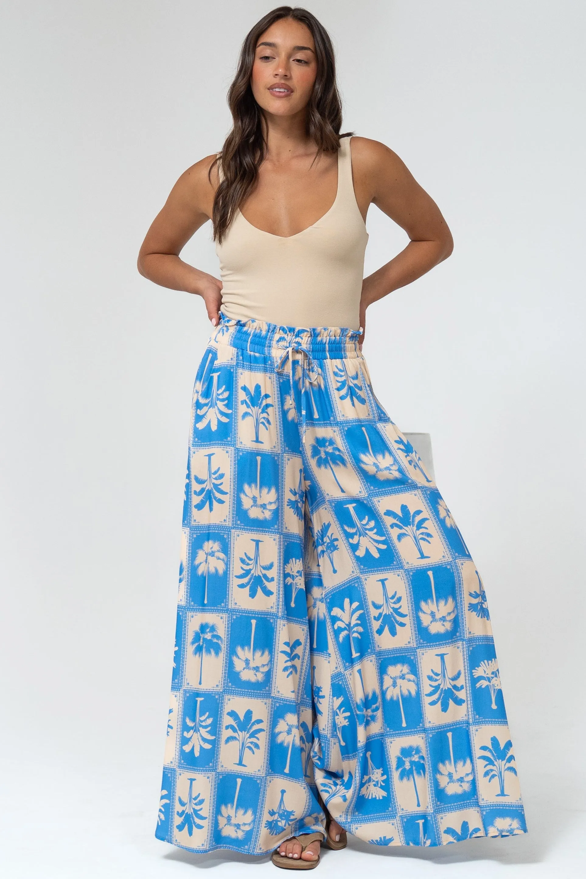 Charli Pants - Paper Bag High Waisted Wide Leg Pants in Maxima Print sold by Salty Crush product image thumbnail 2