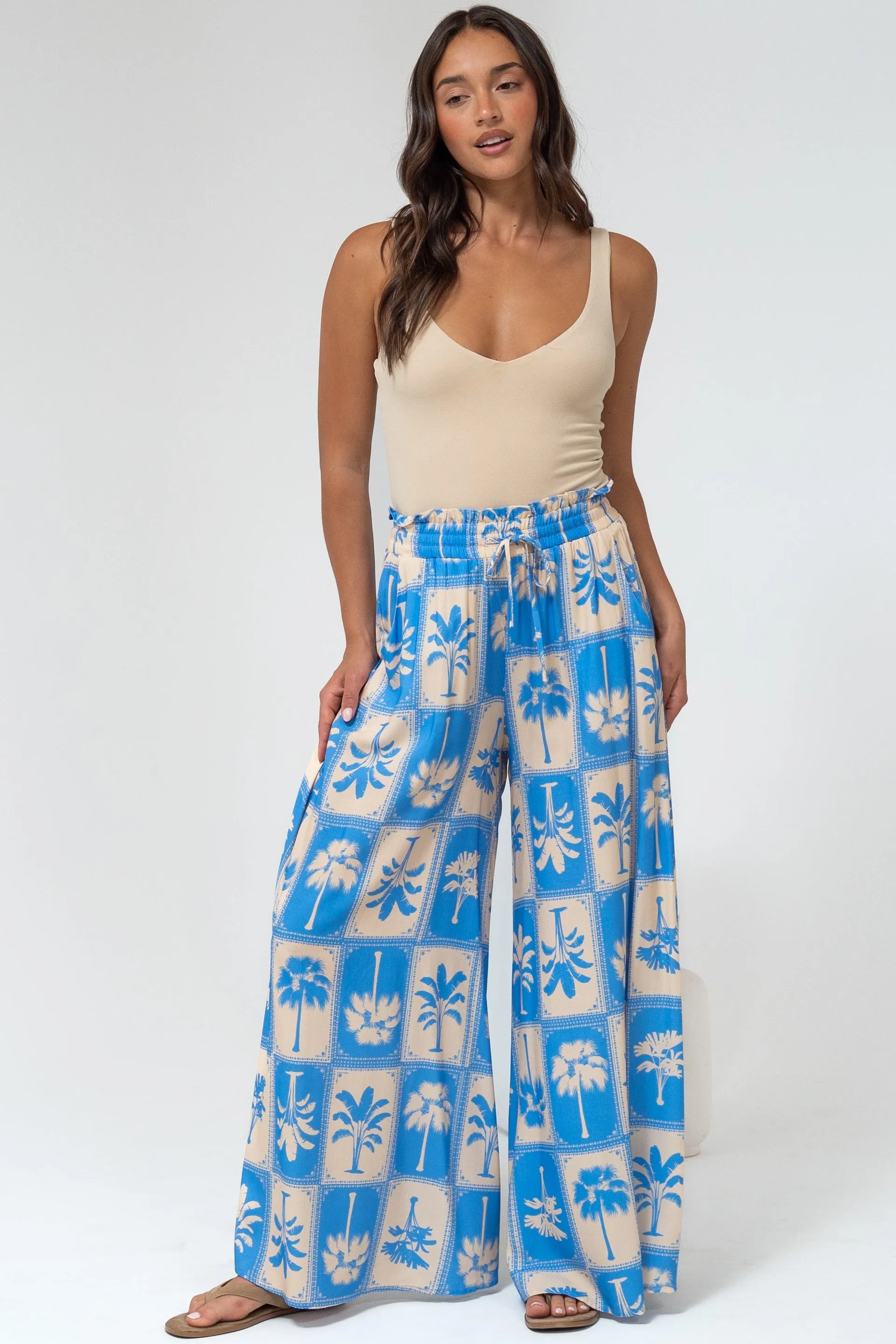 Charli Pants - Paper Bag High Waisted Wide Leg Pants in Maxima Print sold by Salty Crush product image thumbnail 3