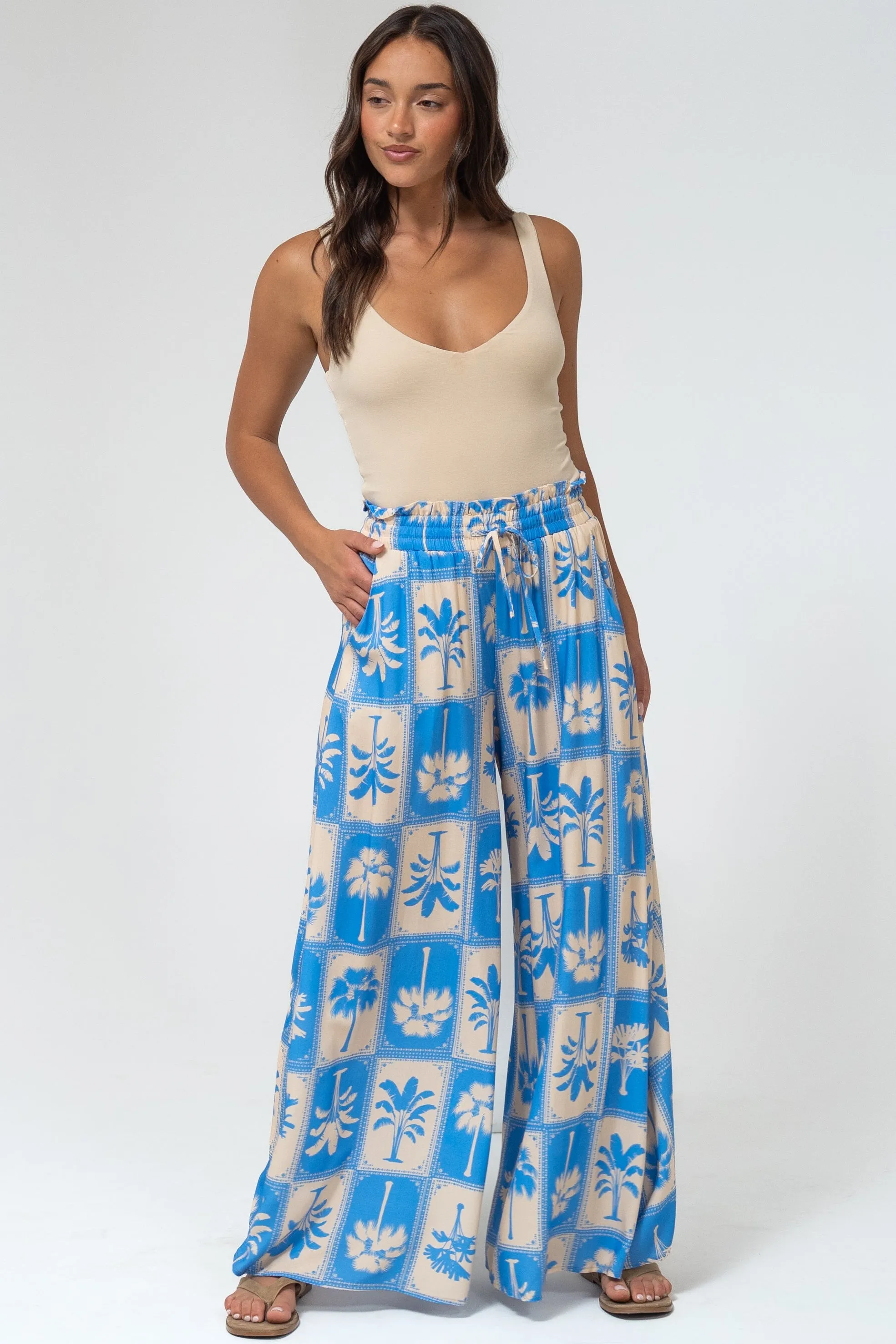 Charli Pants - Paper Bag High Waisted Wide Leg Pants in Maxima Print sold by Salty Crush product image thumbnail 5