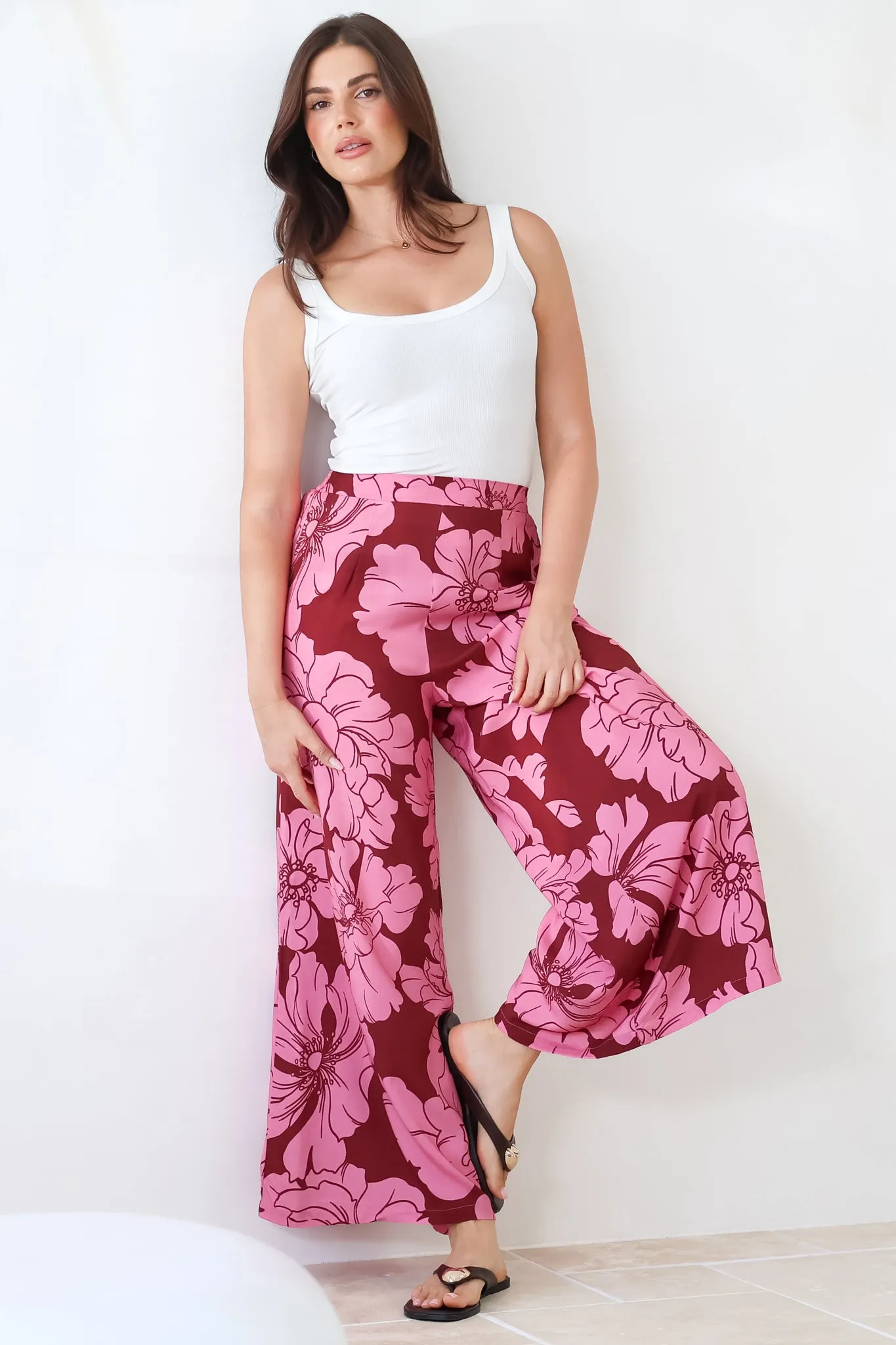 Silvie Pants - High Waist Wide Leg Pants in Full Bloom Print sold by Salty Crush product image thumbnail 4