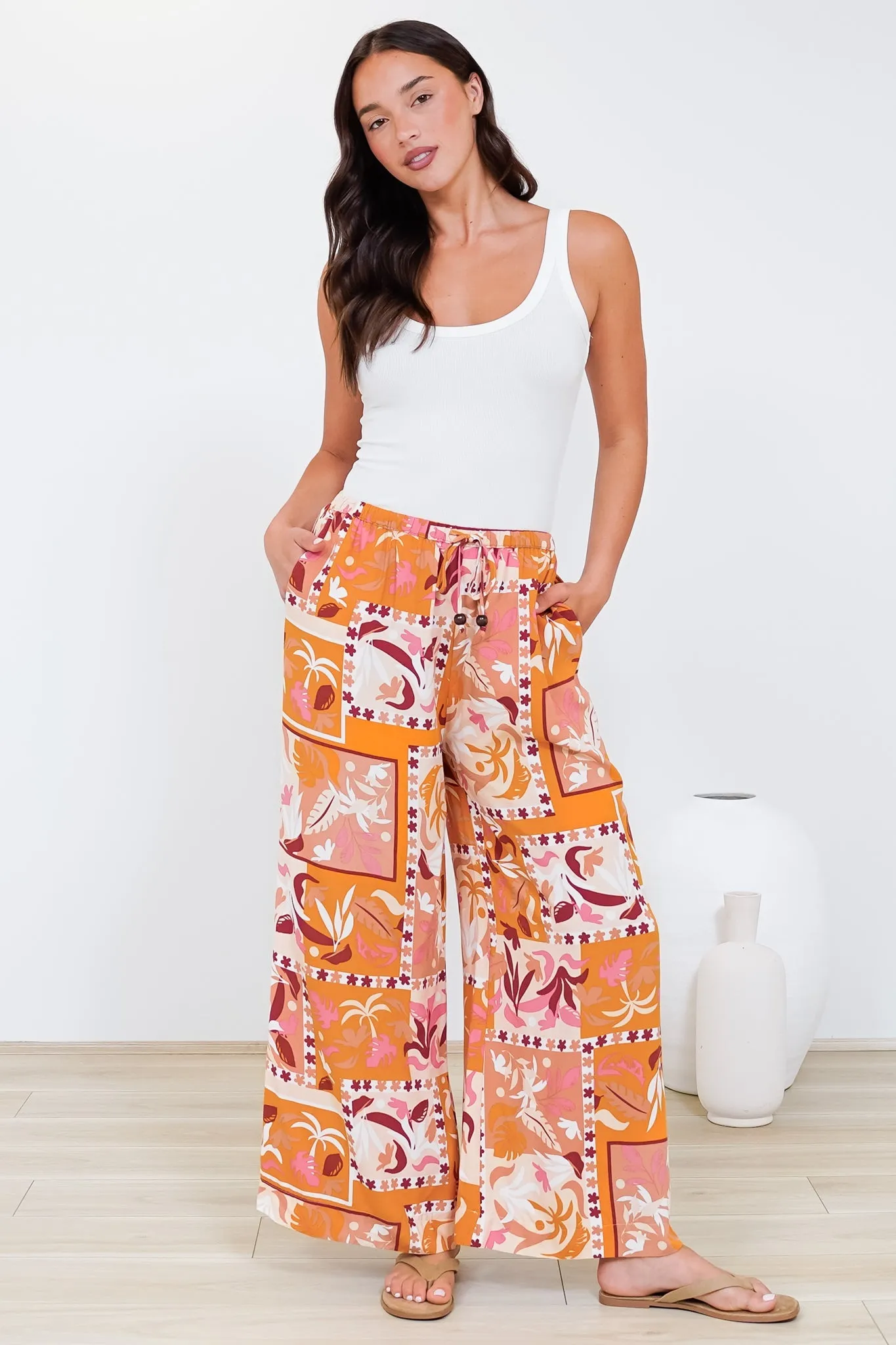 Tarin Pants - High Waisted Wide Leg Pants in Milla Muse Print sold by Salty Crush product image thumbnail 4
