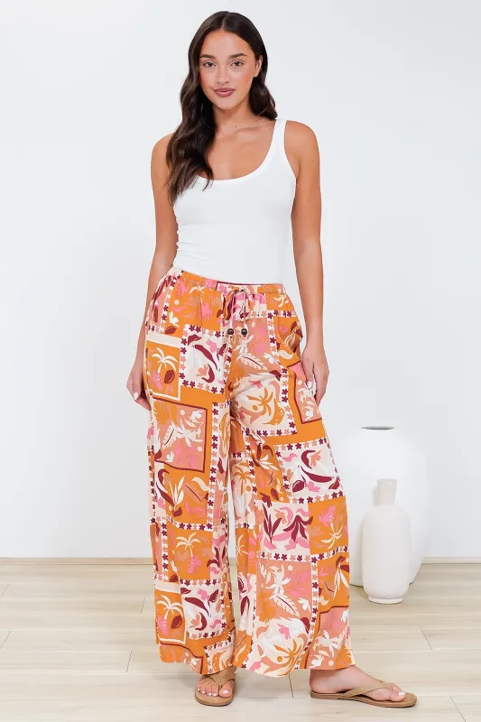 Tarin Pants - High Waisted Wide Leg Pants in Milla Muse Print sold by Salty Crush