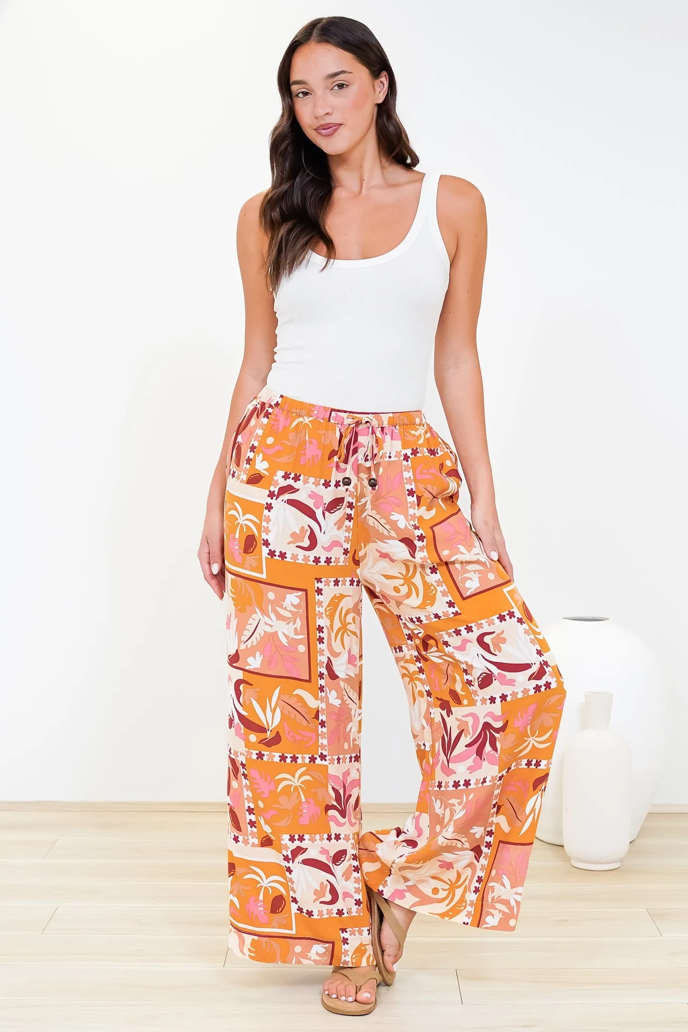Tarin Pants - High Waisted Wide Leg Pants in Milla Muse Print sold by Salty Crush product image thumbnail 2