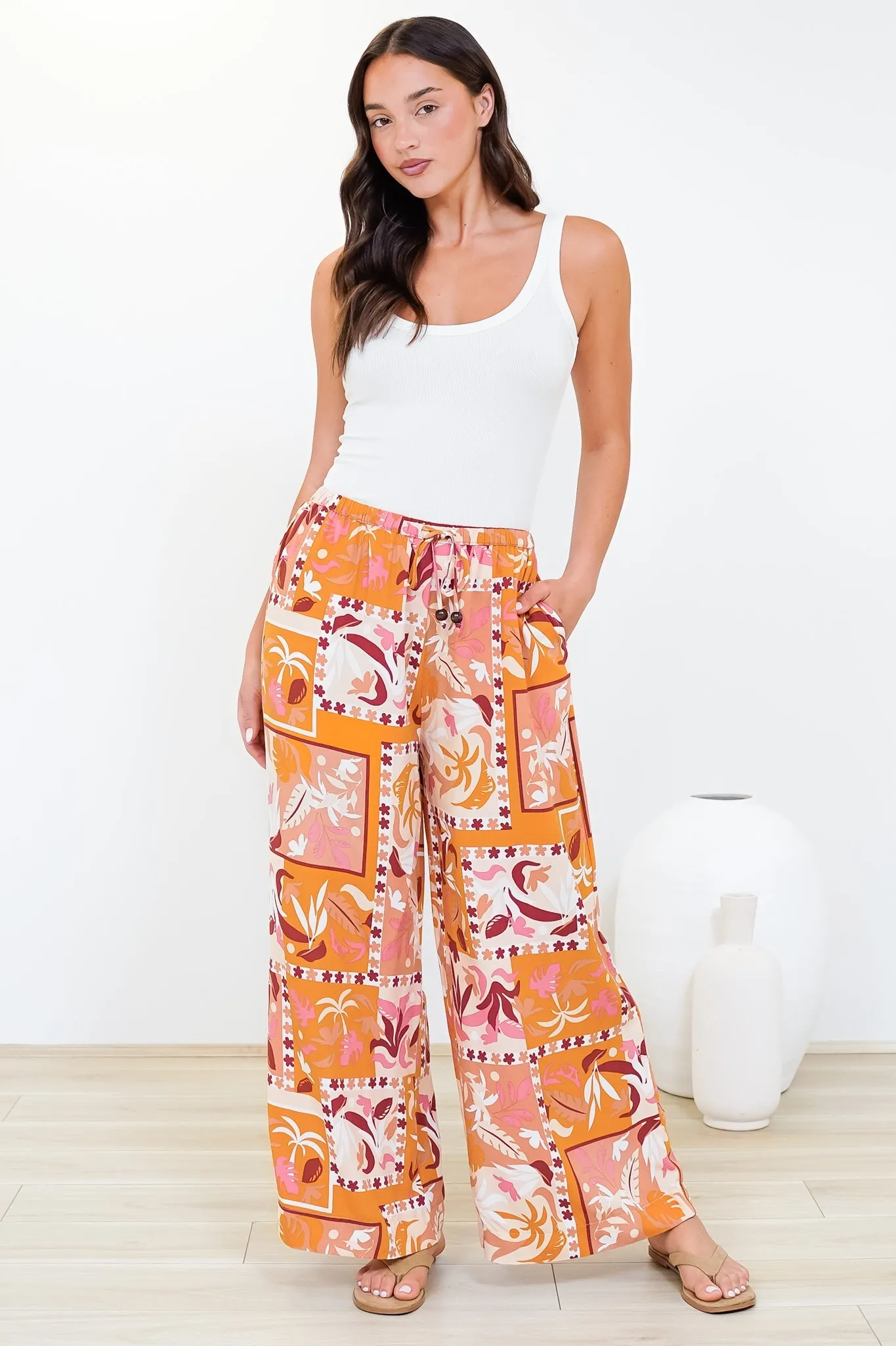Tarin Pants - High Waisted Wide Leg Pants in Milla Muse Print sold by Salty Crush product image thumbnail 5