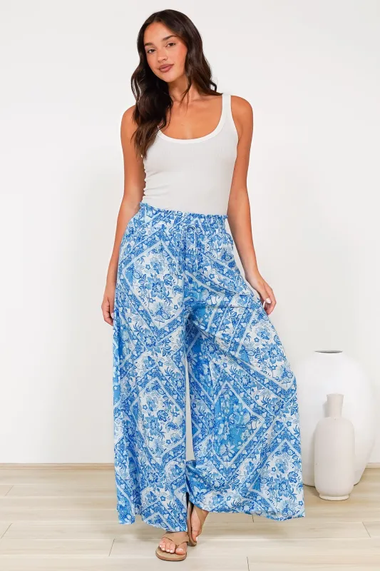 Charli Pants - Paper Bag High Waisted Wide Leg Pants in Alix Print sold by Salty Crush
