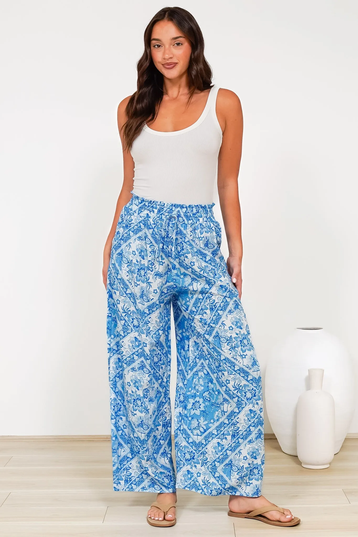 Charli Pants - Paper Bag High Waisted Wide Leg Pants in Alix Print sold by Salty Crush product image thumbnail 2