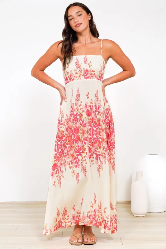 Radley Maxi Dress - Empire Line Sun Dress with Adjustable Straps in Blanche Print sold by Salty Crush