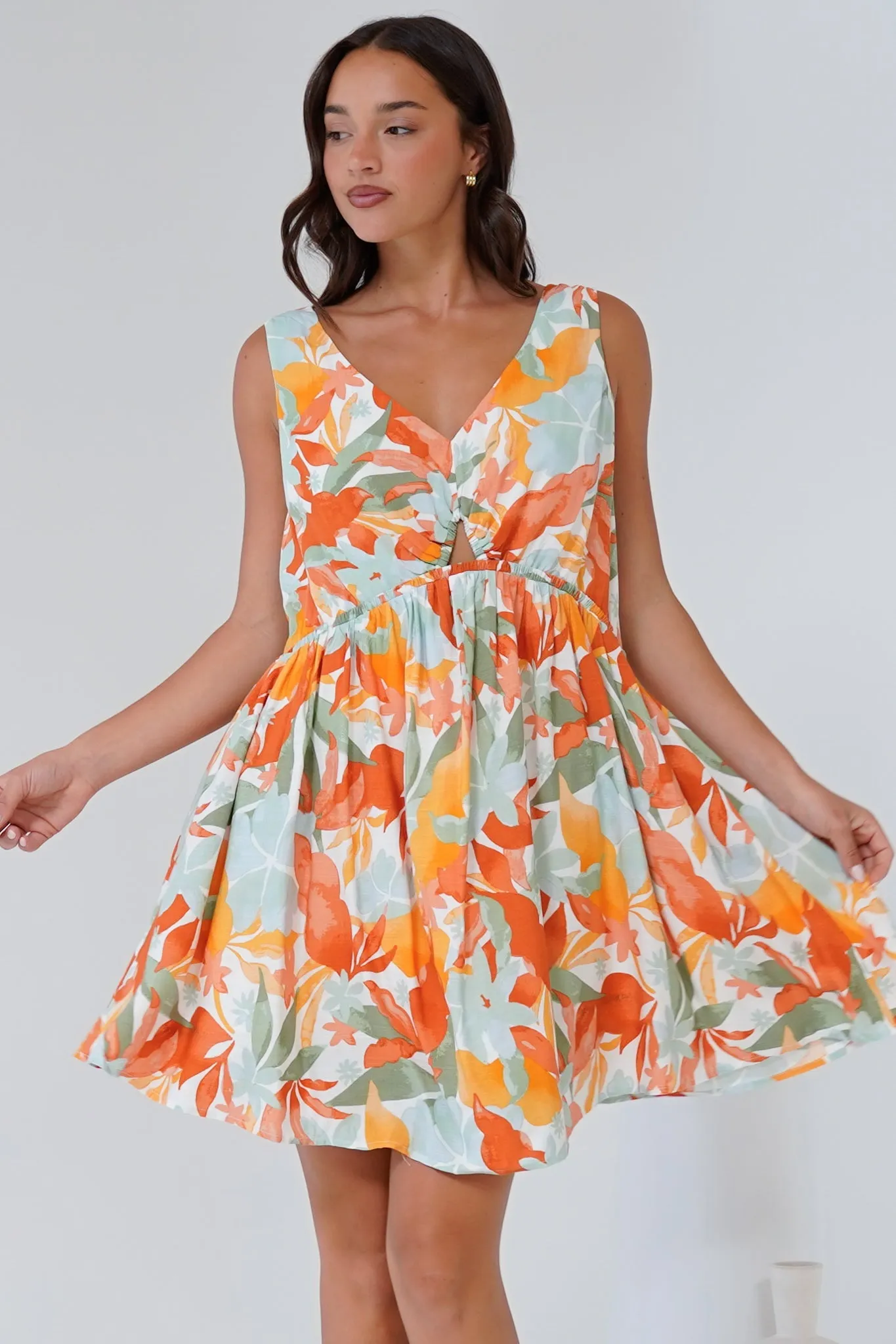 Morgan Mini Dress - Keyhole Detail Sun Dress with Pockets in Vondra Print sold by Salty Crush product image thumbnail 2