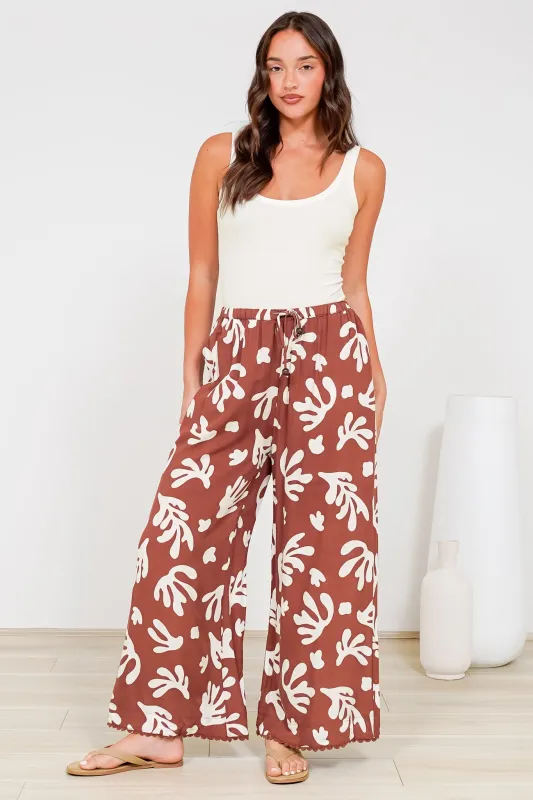Zeolla Pants - High Waisted Wide Leg Pants in Corelia Print sold by Salty Crush