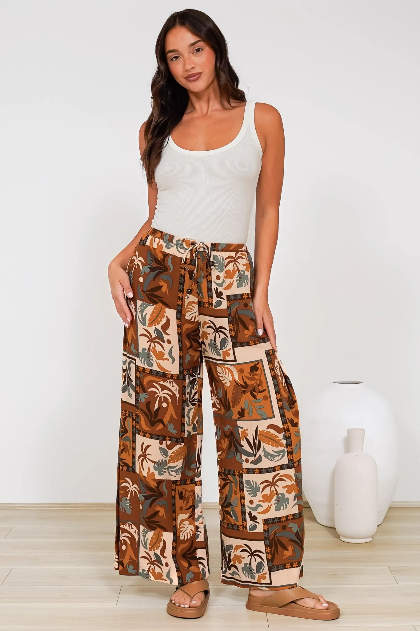 Tarin Pants - High Waisted Wide Leg Pants in Jaya Muse Print sold by Salty Crush product image thumbnail 5